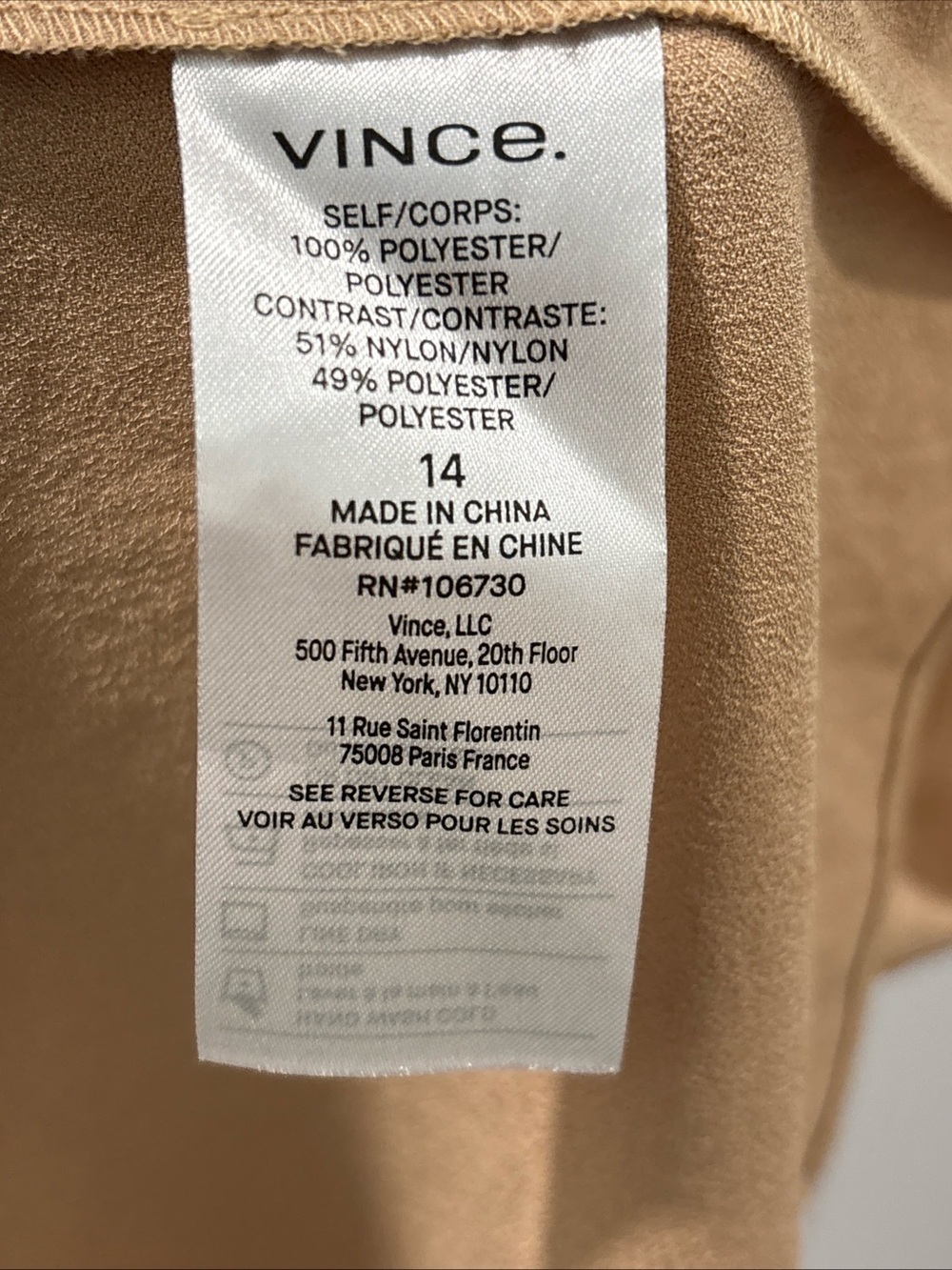 Vince Women’s Mixed Media Panel Asymmetrical Skirt Size 14 Gold Satin NWOT - Picture 8 of 11